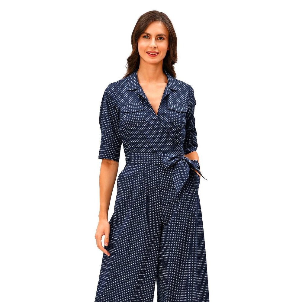Navy Poplin Jumpsuit